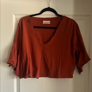 Urban Outfitters Red Crop Blouse Relaxed Fit